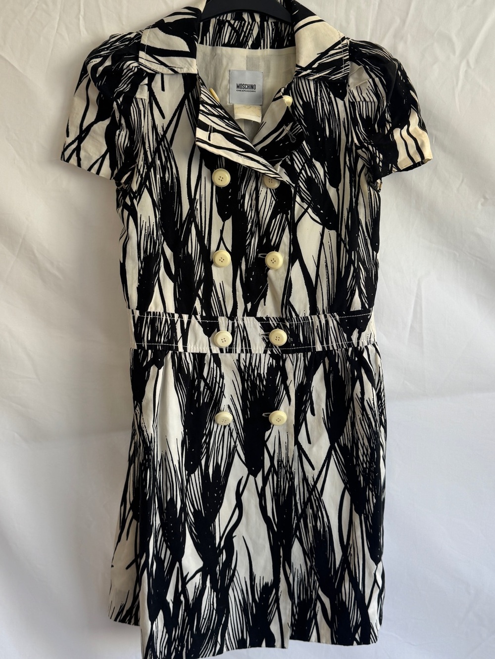 Moschino Black and White Printed Short Sleeve Dress